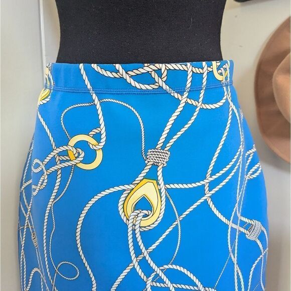 J. McLaughlin Blue Gold White Reversible Nautical Knot Skirt MD Coastal Cowgirl - Picture 3 of 7